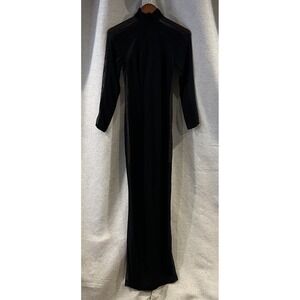 VTG Tadashi women sz Small‎ Black Dress Mesh Long Sleeves Cocktail